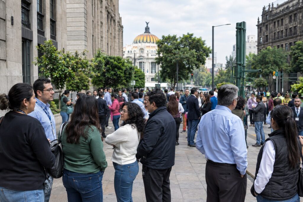 Mexico City residents gathered during an earthquake preparedness drill on September 19.
